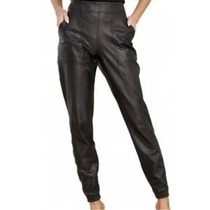Like New SPANX Faux Leather Joggers Black Size Medium